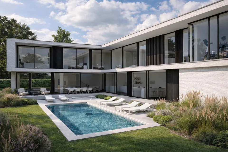 Zwembad bij nieuwbouwwoning Brugge