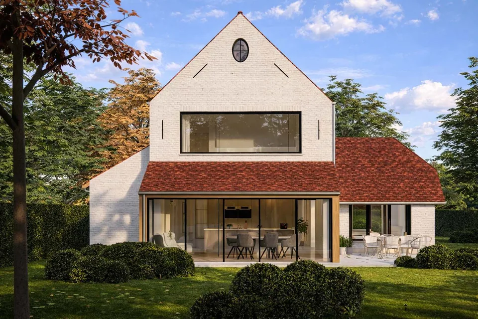 Achtergevel pastorie nieuwbouwwoning Brugge