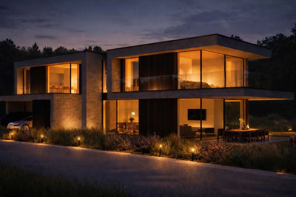 Moderne nieuwbouwwoning in Moerkerke met zicht op de Damse Vaart door J.A.N Plus Architecten