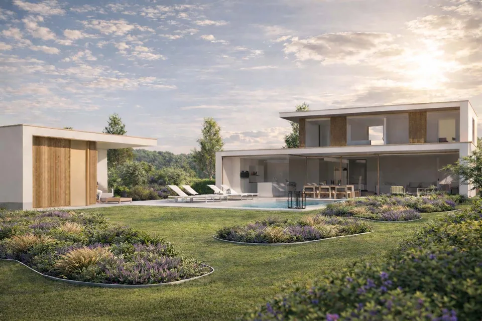 Zwembad en poolhouse nieuwbouwproject in Gistel