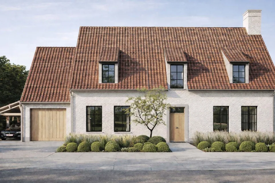 Voorgevel nieuwbouw landelijke woning in Gistel