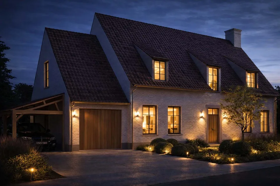 Voorgevel nieuwbouw landelijke woning in Gistel