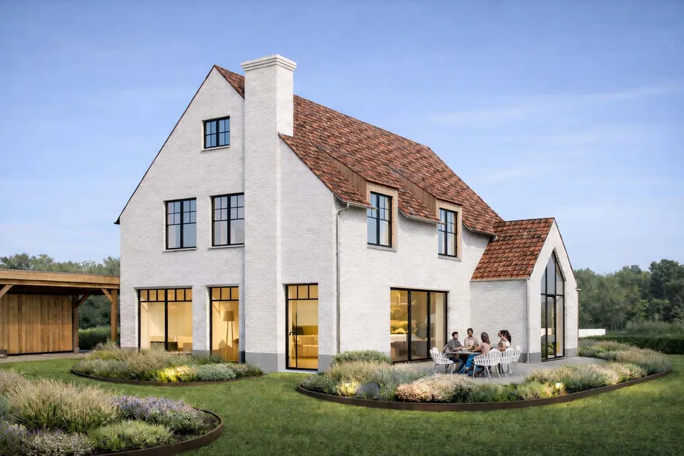Pastoriestijl nieuwbouwwoning in Jabbeke door J.A.N Plus Architecten