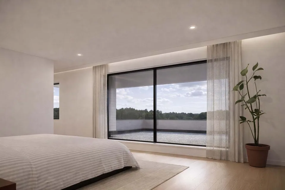 Detail architectuur nieuwbouwwoning Knokke-Heist
