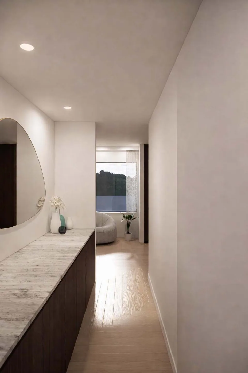 Detail architectuur nieuwbouwwoning Knokke-Heist