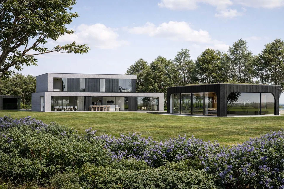 Achtergevel nieuwbouwwoning in Oedelem door J.A.N plus Architecten