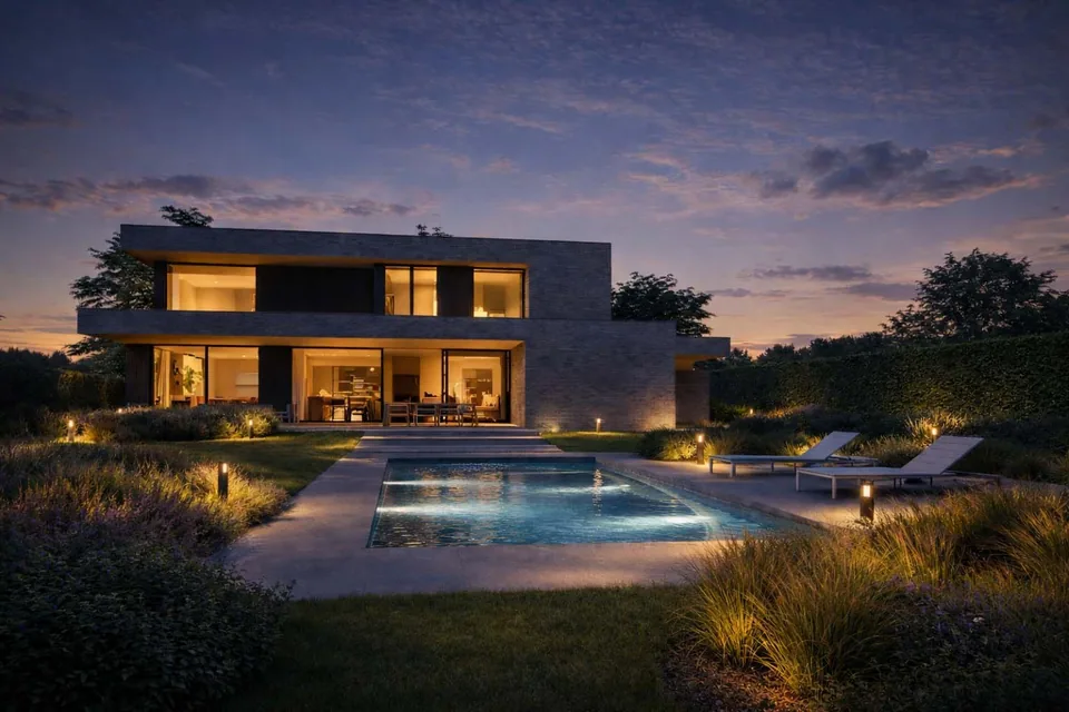Nieuwbouwwoning met zwembad in Ruddervoorde Oostkamp – J.A.N Plus Architecten