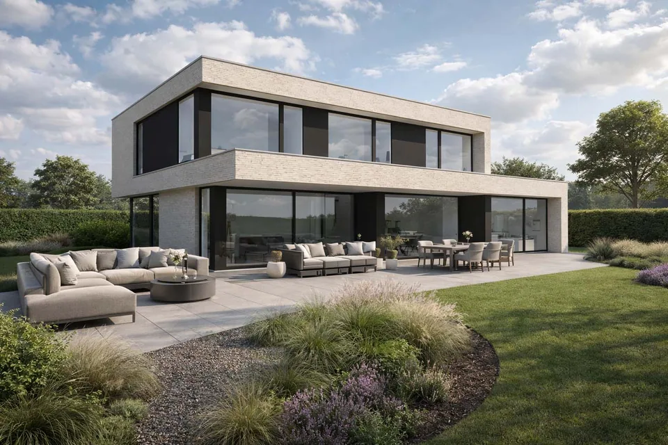 Achtergevel nieuwbouwwoning in Oostkamp – J.A.N Plus Architecten