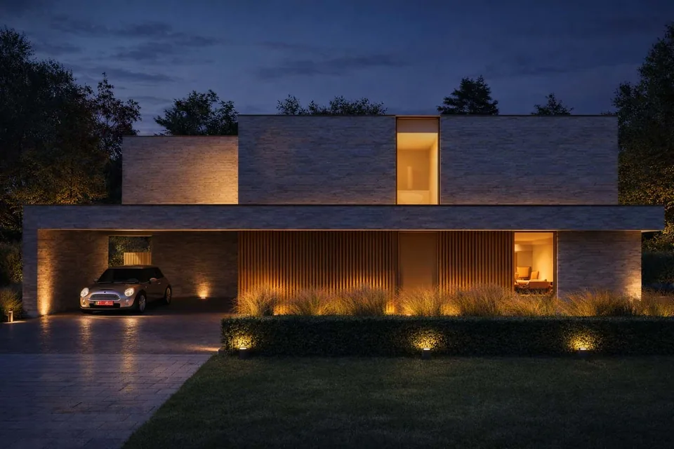 Voorgevel nieuwbouwwoning in Oostkamp – J.A.N Plus Architecten