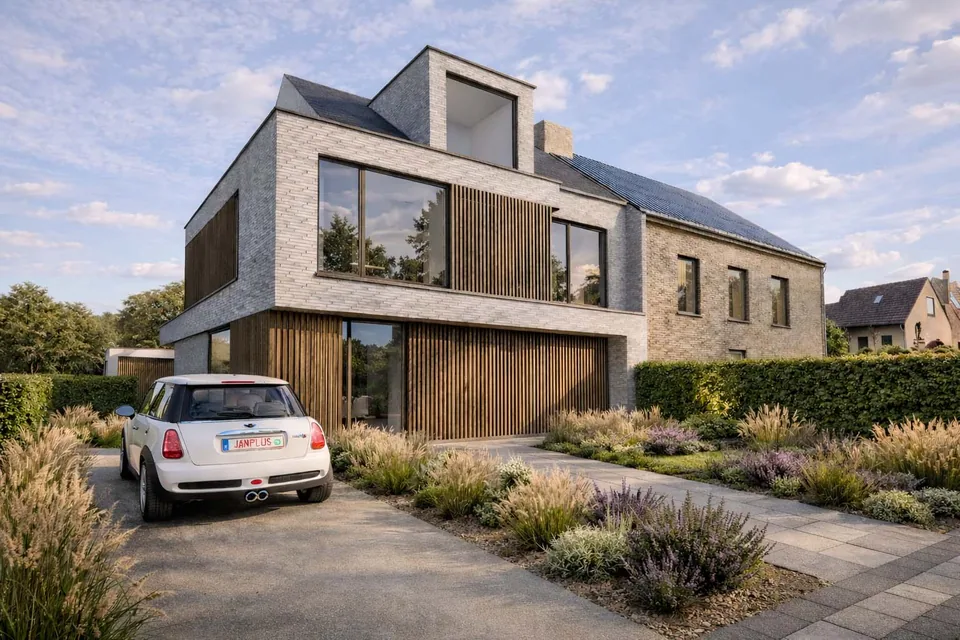 Nieuwbouwwoning half-open in Oostkamp door J.A.N Plus Architecten