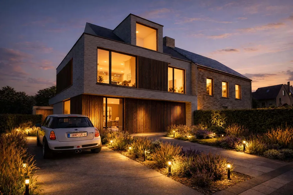 Nieuwbouwwoning half-open in Oostkamp door J.A.N Plus Architecten