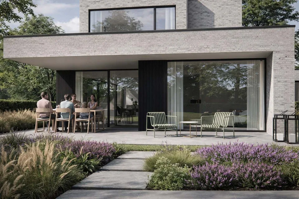 Detail architectuur nieuwbouwwoning in Oostkamp