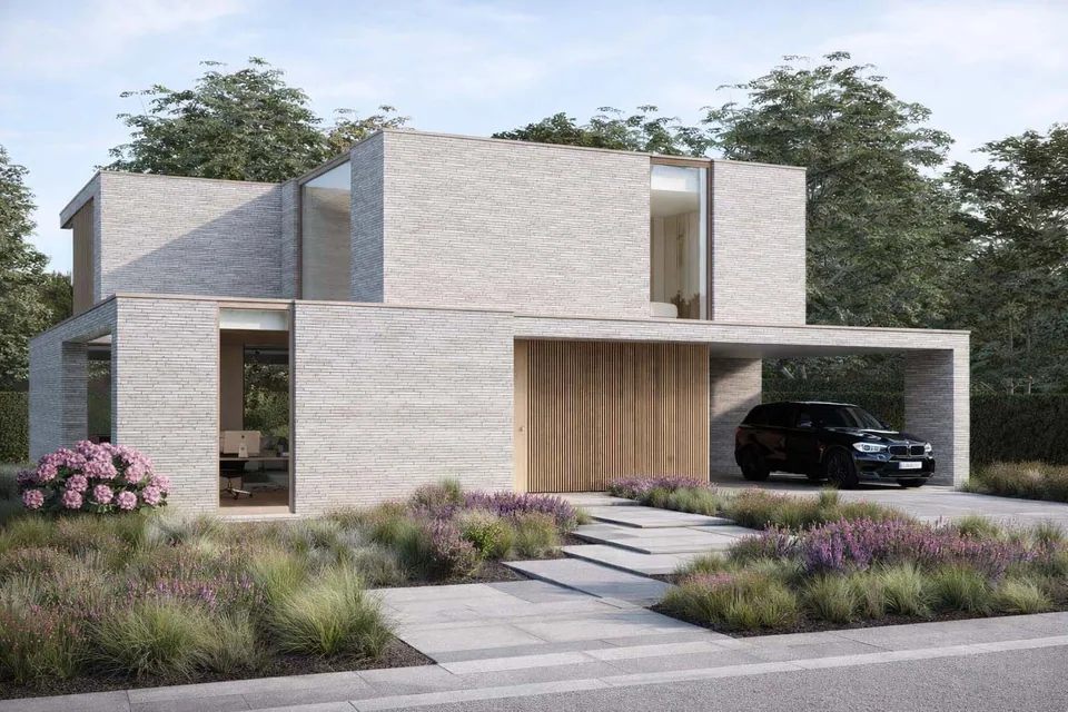 Voorgevel modern nieuwbouwproject in Oostkamp