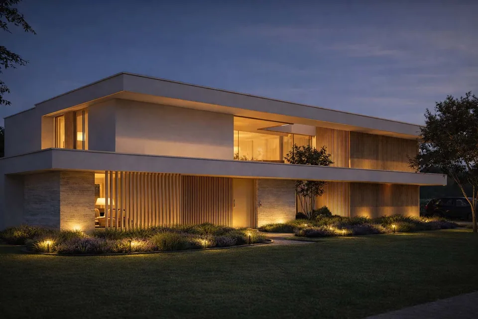 Voorgevel nieuwbouwwoning in Torhout door J.A.N plus Architecten