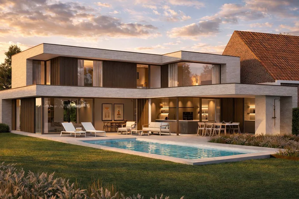 Achtergevel moderne nieuwbouw Zwalm