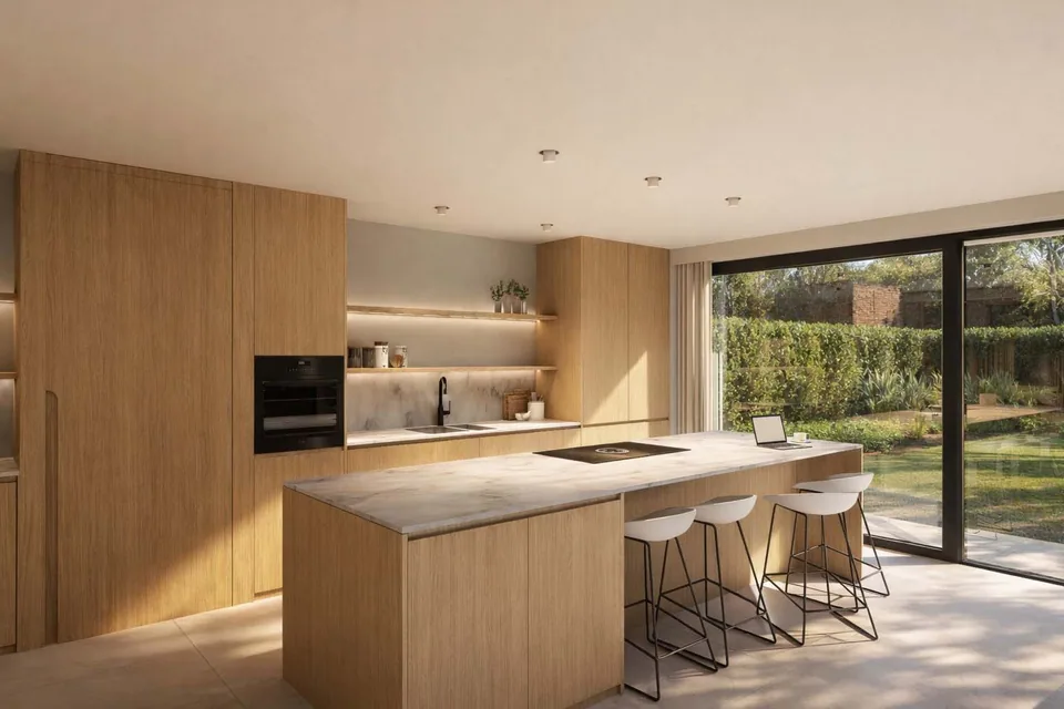 Interieur na renovatie Koolkerke – leefruimte met licht