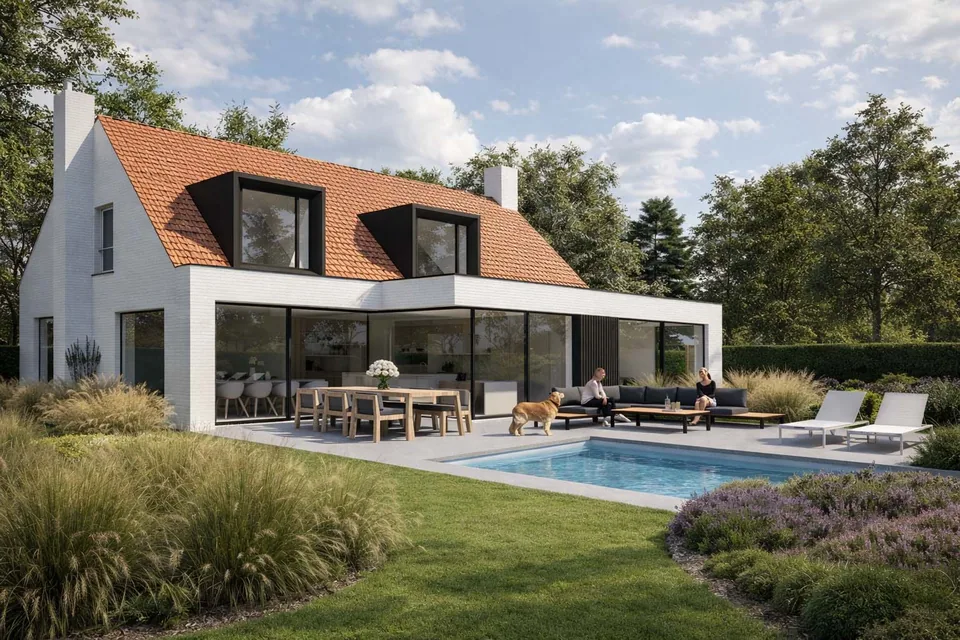 Verbouwing woning in Oostkamp met praktijkruimte – J.A.N Plus Architecten