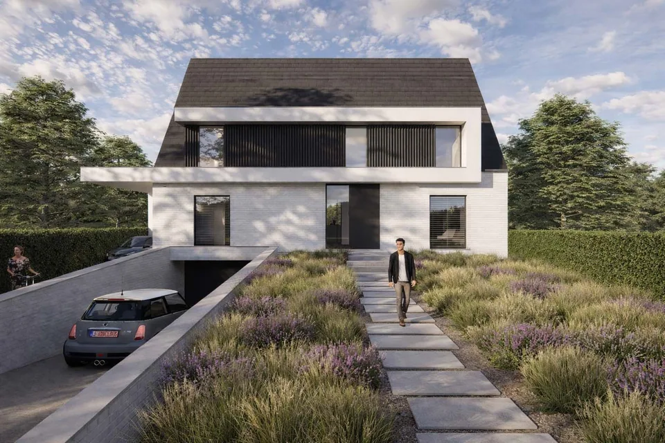 Voorgevel Verbouwing woning Sint-Kruis Brugge met zwembad – J.A.N Plus Architecten